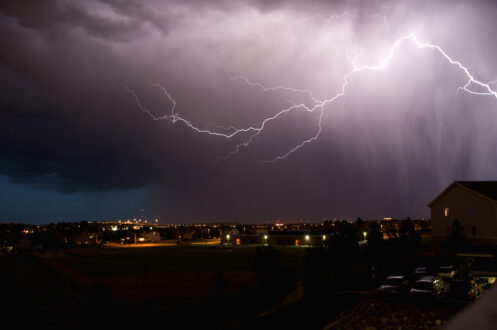 An electrical storm over a town in Minnesota